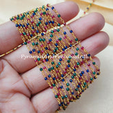 1-50 Feet Multi Beaded Rosary Chain, Rondelle Faceted 2-2.5mm Gold Plating Chain – SELLING BY FOOT